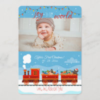 Carte de vacances en train de jouets de Noël