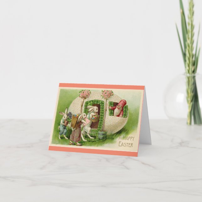 Carte de vacances enfantine Gnome dans l'oeuf (Devant)