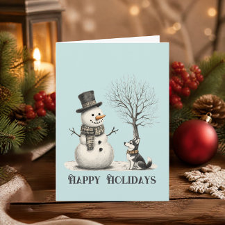 Carte de vacances fantaisiste Bonhomme de neige & 