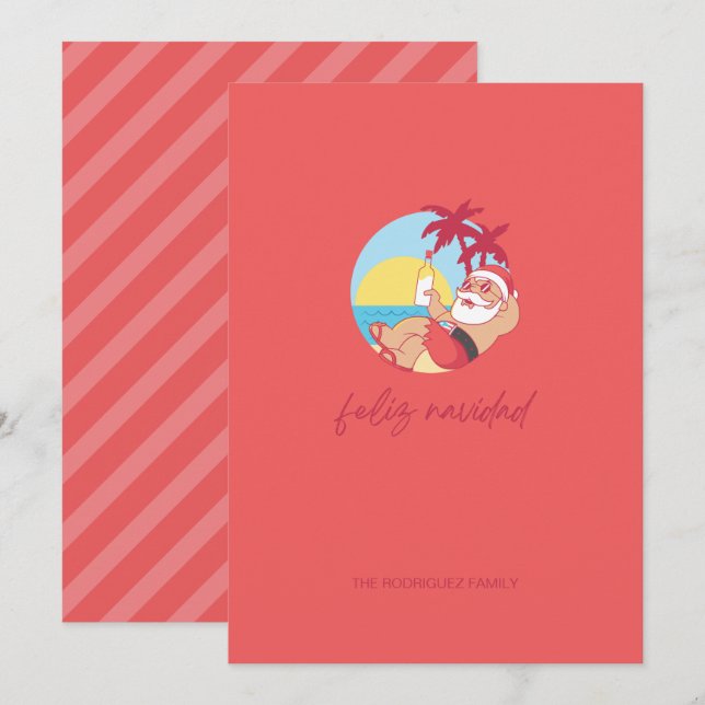 Carte de vacances Feliz Navidad Père Noël (Devant / Derrière)