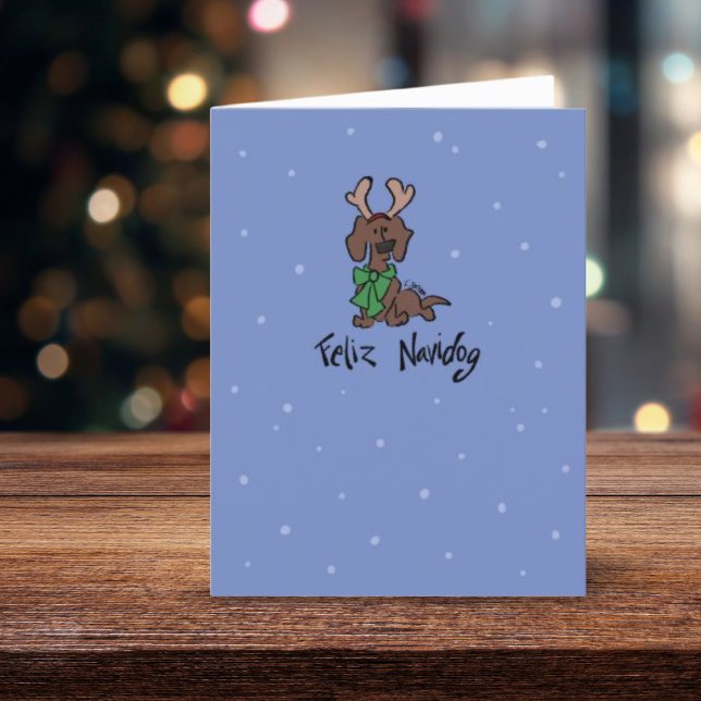 Carte de vacances Feliz Navidog Cute Dachshund Rei (Créateur téléchargé)