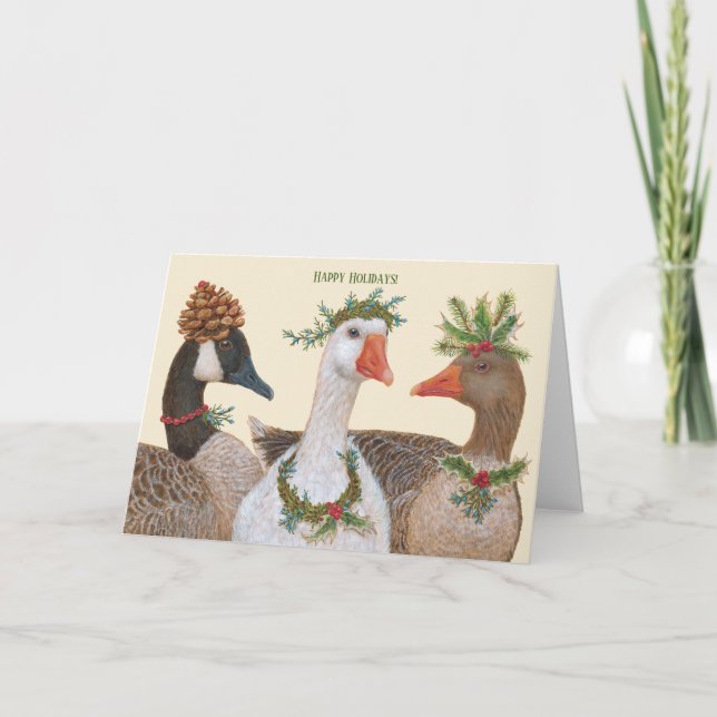 Carte de vacances Festive Geese (Devant)