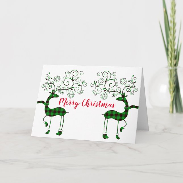 Carte de vacances Festive Plaid Reindeer (Devant)