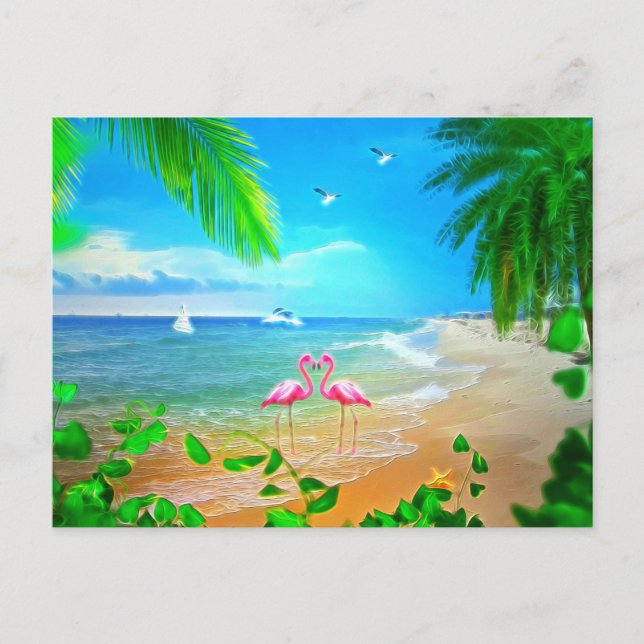 Carte de vacances Flamant rose Love (Devant)
