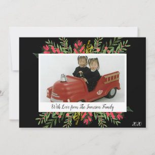 Carte De Vacances Fleurs Et Verdure De Noël