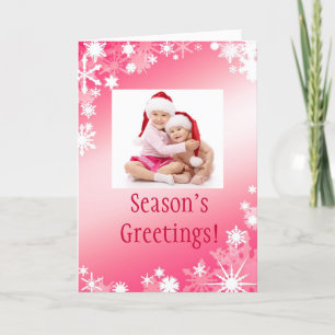 Carte de vacances Flocons de neige photo rouges