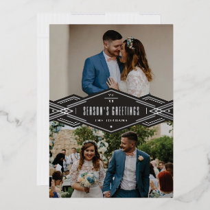 Carte de vacances Foil Deco Band 2 photos - Noir