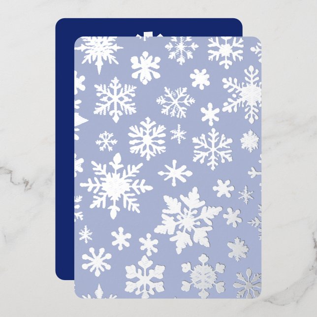 Carte de vacances Foil Foil Flat Silver bleu clair (Recto/Verso)