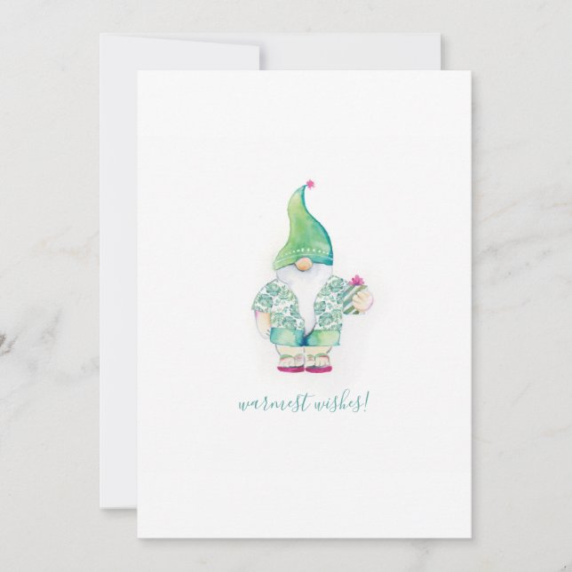 Carte de vacances Gnome Noël Aquarelle mignonne (Devant)