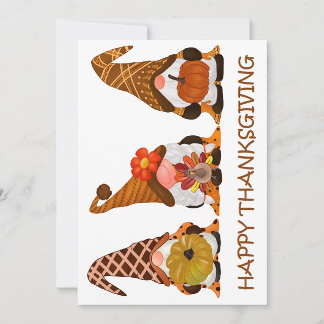 Carte de vacances Gnomes de Thanksgiving (Devant)