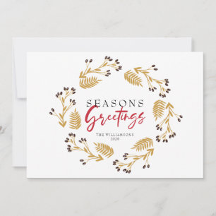 Carte de vacances Gold Holly Joyeuses Fêtes