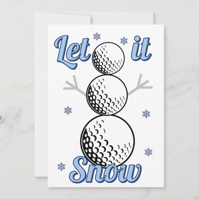 Carte de vacances Golf Snowman Let It Snow à plat (Devant)