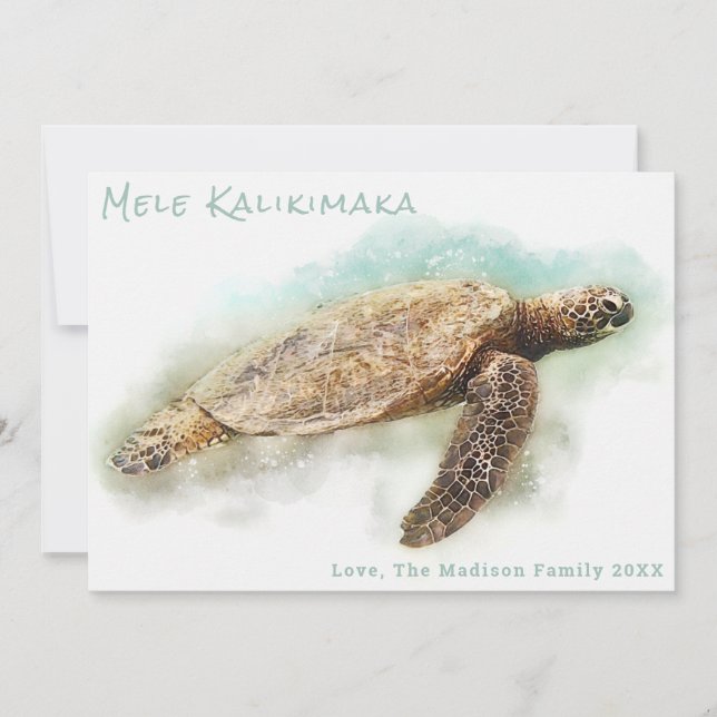 CARTE DE VACANCES HAÏENNE | Tortue de mer tropical (Devant)