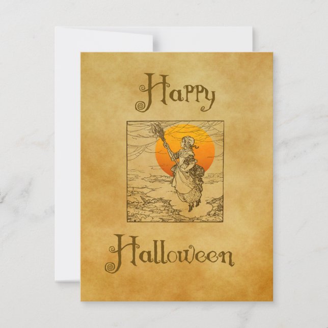 Carte de vacances Halloween sorcière vintage (Devant)