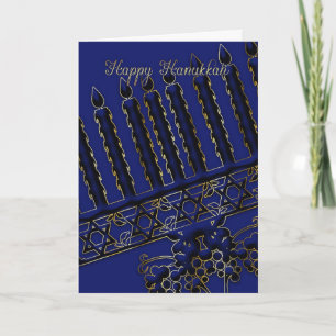 Carte de vacances hanoukka avec bougies en bleu