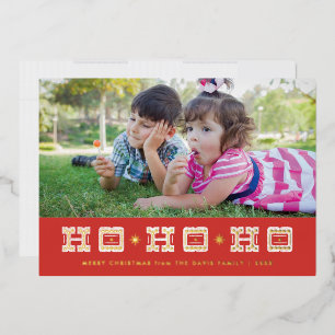 Carte de vacances Ho Ho Ho Ho Typographique Foil -