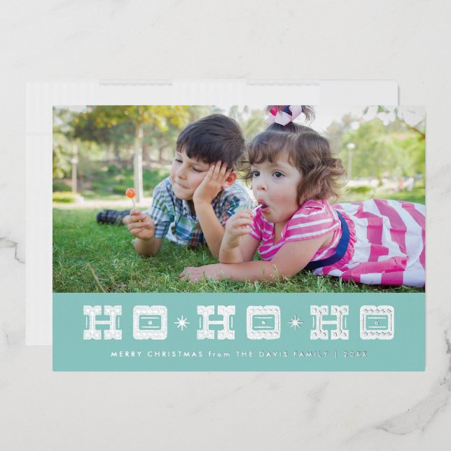 Carte de vacances Ho Ho Ho Ho Typographique Foil - (Enveloppe)