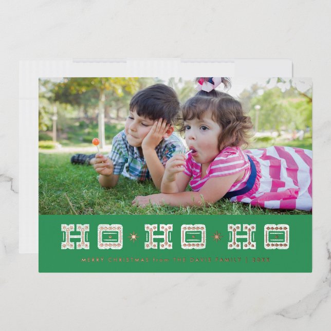Carte de vacances Ho Ho Ho Ho Typographique Foil - (Enveloppe)