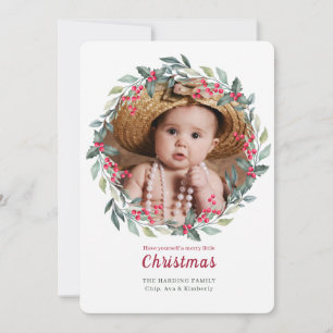 Carte de vacances Holly Wreath Frame Photo
