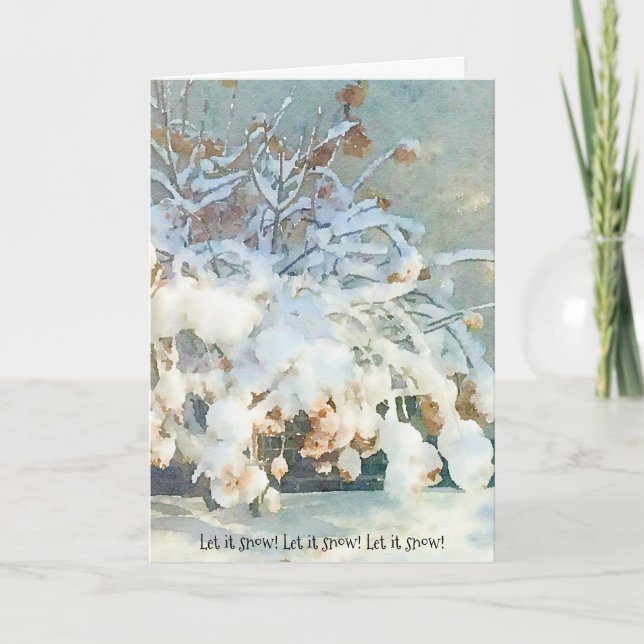 Carte de vacances Hydrangea Tree couvert de neige (Devant)