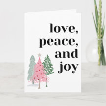 Carte de vacances Inclusive Amour, Paix et Joie