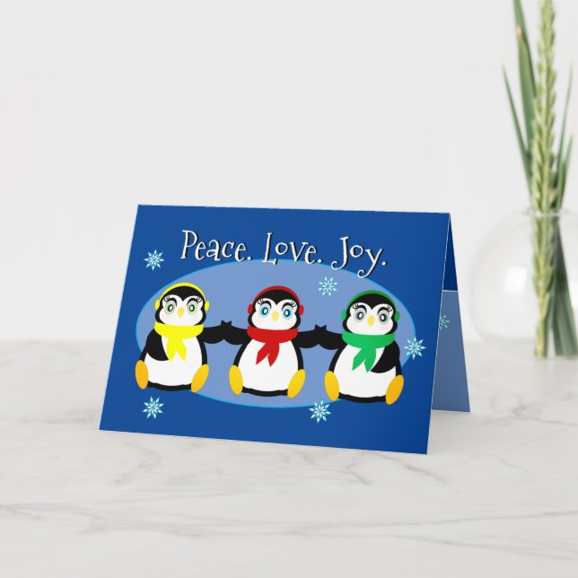Carte de vacances jolie 3 Pingouins (Devant)