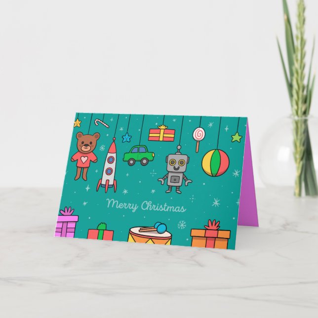 Carte de vacances Jouets de Noël tirés à la main (Devant)