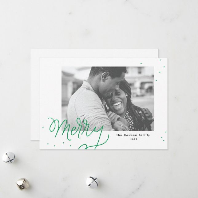 Carte de vacances Joyeux Confetti Festif Photo (Devant/Arrière en situation)