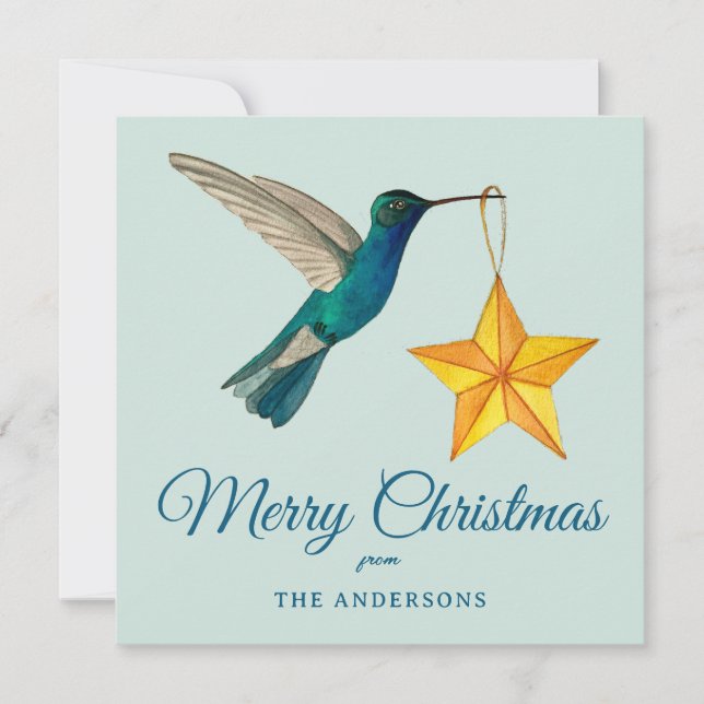 Carte de vacances Joyeux Noël Hummingbird personna (Devant)