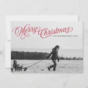 Carte de vacances Joyeux Noël Joyeux Script rouge