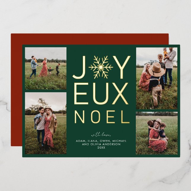 Carte de vacances Joyeux Noel moderne et élégant F (Recto/Verso)