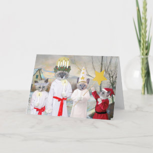 Carte de vacances Kittens Père Noël Lucia