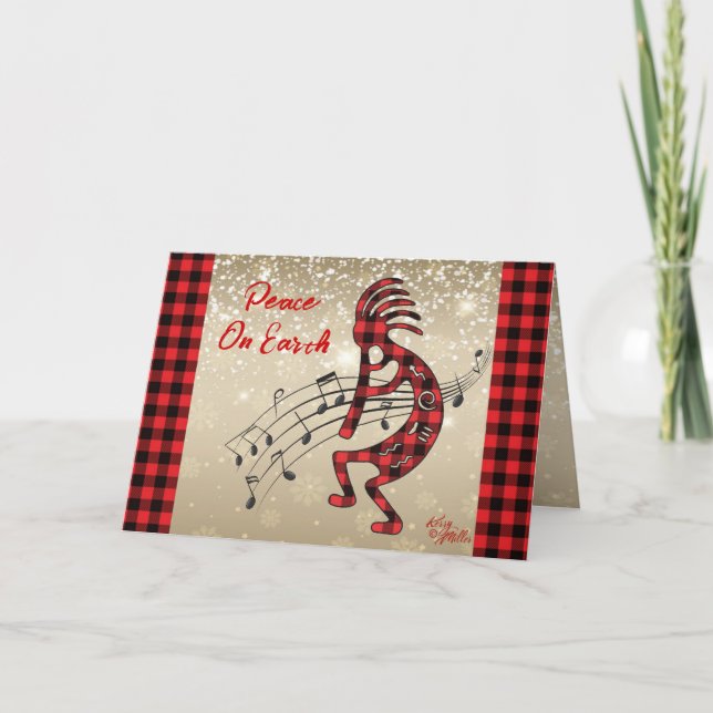 Carte De Vacances Kokopelli Rouge Et Noir (Devant)