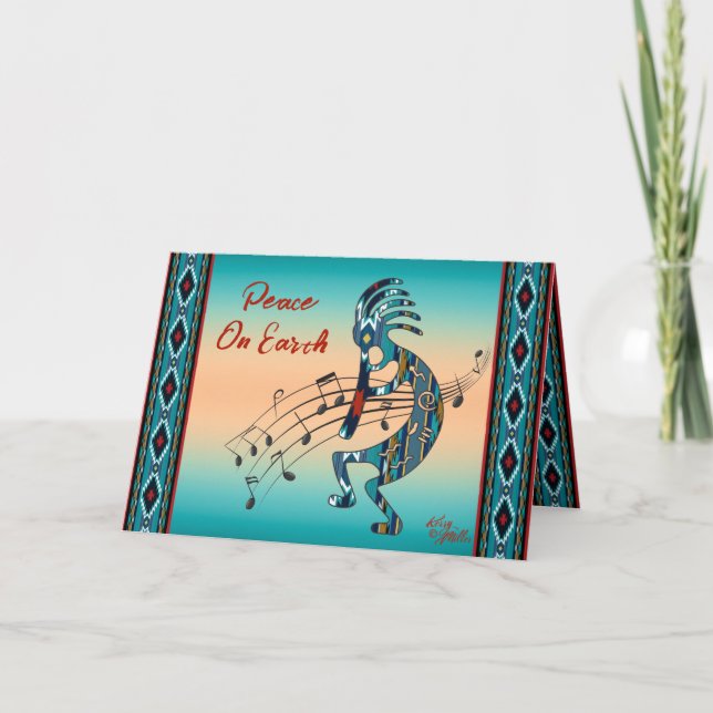 Carte de vacances Kokopelli turquoise (Devant)