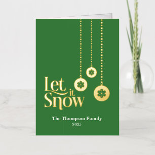 Carte de vacances "Let it Snow" Pliage Vert Pile