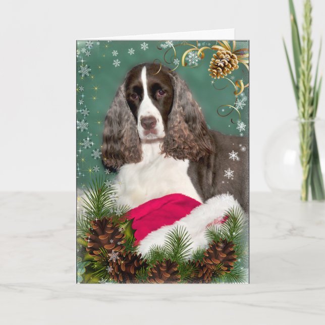Carte de vacances Liver et White English Springer (Devant)