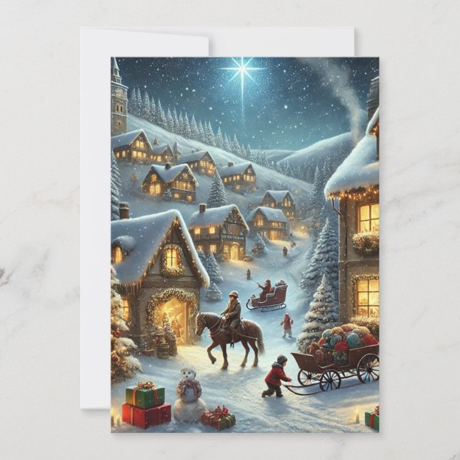 Carte de vacances Magique Village de Noël (Devant)