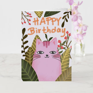 Carte De Vacances Métallisée "A charming birthday greeting card for cat lovers,