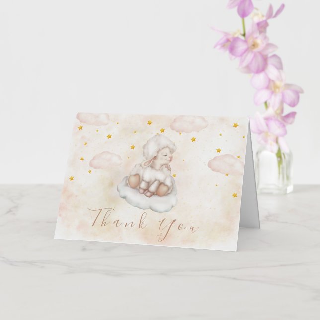 Carte De Vacances Métallisée Agneau mou Pinky Dust étoiles Baby shower Merci (Orchidée)