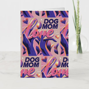 Carte De Vacances Métallisée Amour Chien maman rose pourpre