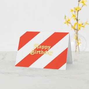 Carte De Vacances Métallisée Anniversaire joyeux rayures orange rétro vintage