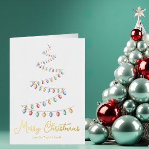 Carte De Vacances Métallisée Arbre de Noël Artistique Joyeux Arbre d'Ornements 