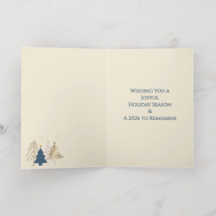 Carte De Vacances Métallisée Arbre de Noël Classique Vœux de Noël Or