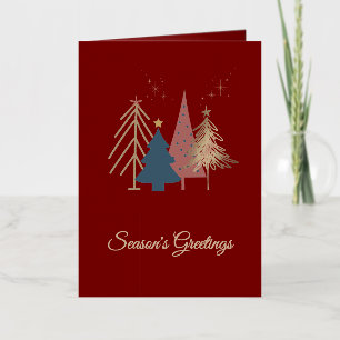 Carte De Vacances Métallisée Arbres de Noël élégants et modernes pour les Fêtes
