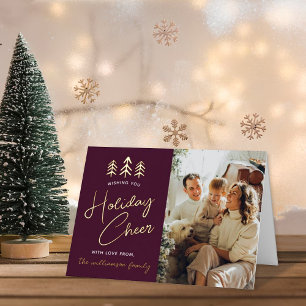 Carte De Vacances Métallisée Arbres de Noël minimalistes Photo Real