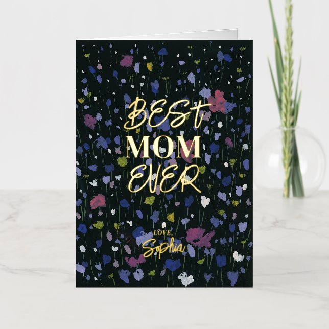 Carte De Vacances Métallisée Art Abstrait Fête des Mères Meilleure maman jamais (Recto)