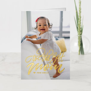 Carte De Vacances Métallisée Au meilleur script de maman Photo Joyeuse fête d