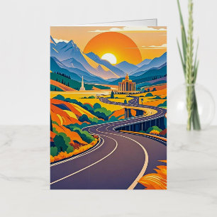 Carte De Vacances Métallisée Aventures de voyage pittoresques et colorés sur un