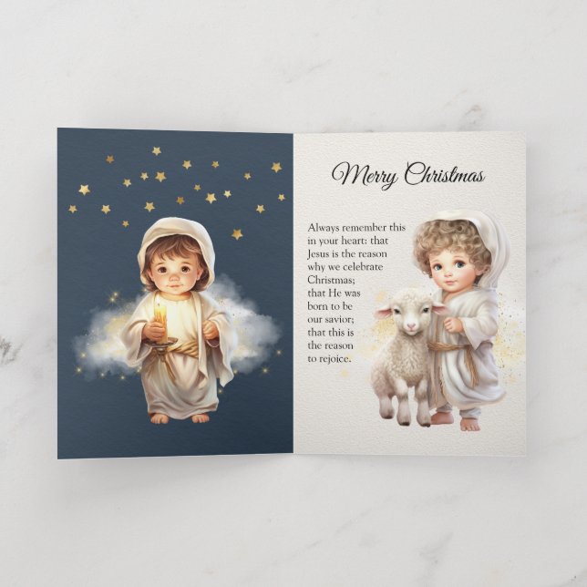 Carte De Vacances Métallisée Bébé Jésus Illustration Joyeux Noël (Couchage intérieur)