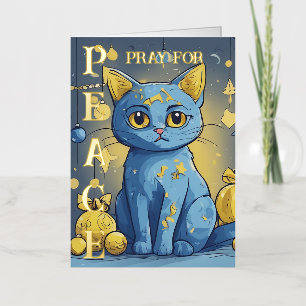 Carte De Vacances Métallisée Belle chatte jaune aux yeux bleus - ukraine